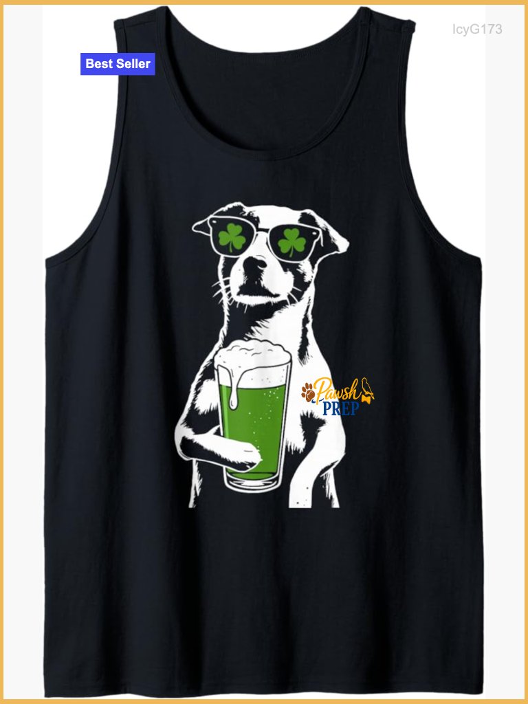 St Patrick's Day Dog Beer Shamrock Novelty Tank Top Women's Apparel